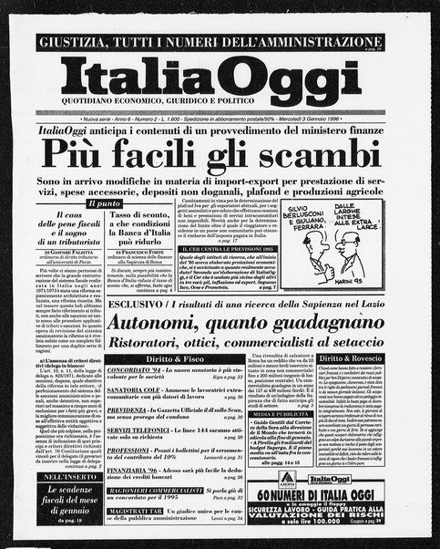 Italia oggi : quotidiano di economia finanza e politica